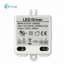boqi Constant Voltage Led Driver 12v 500mA 1W 3W 5W 6w power supply for led mirror light and led tape light CE SAA FCC